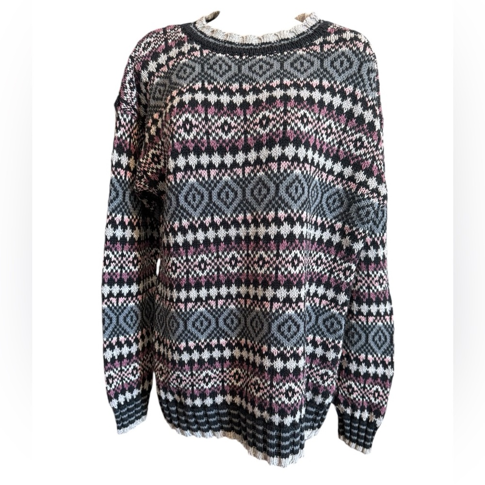 Vintage Best American Clothing Co Fair Isle Sweater Women Size M Knit Ski Lodge